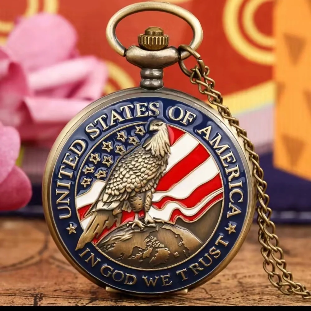 Vintage Bronze American Necklace Pendant Pocket Watch Best Collectibles Pocket